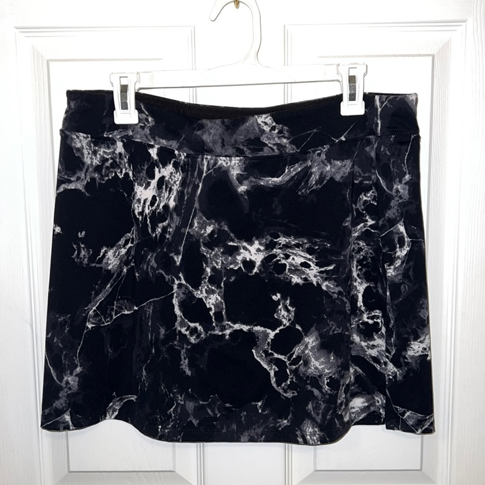 Black Marble Stretch Tennis Skirt
